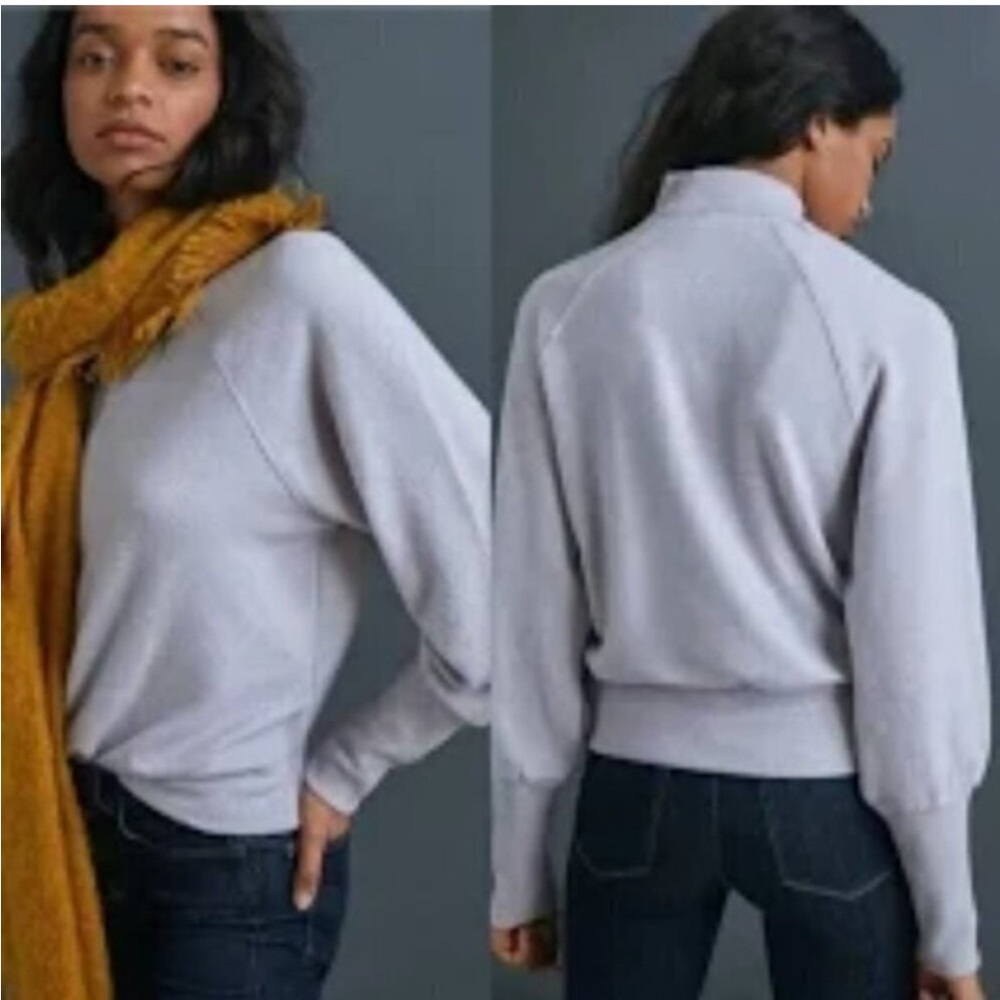 Maeve Anthropologie Laney Mock Neck Sweater Lavender Purple M